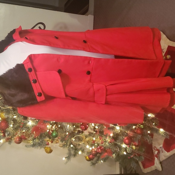 NWOT Red Wool Buttoned Swing Coat- - Picture 11 of 11